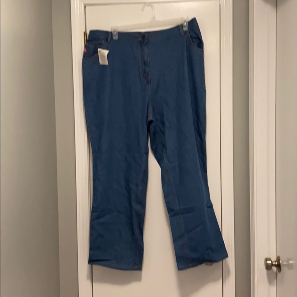 Woman Within Sz 24W Blue Jeans Part Elastic
